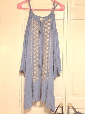 Exist Lavender Blue Embroidered Midi Dress